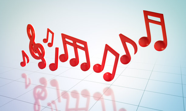 红色音乐注意绿松石背景- 3D图片下载