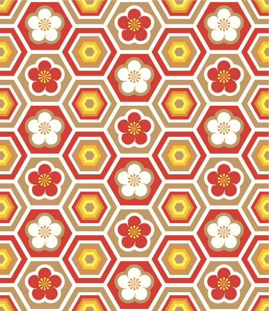 梅花六角形图案图片下载