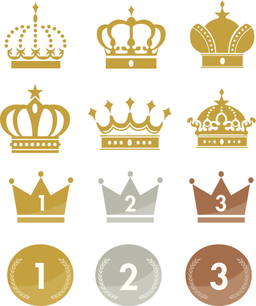 金色皇冠图标设置向量素材图片