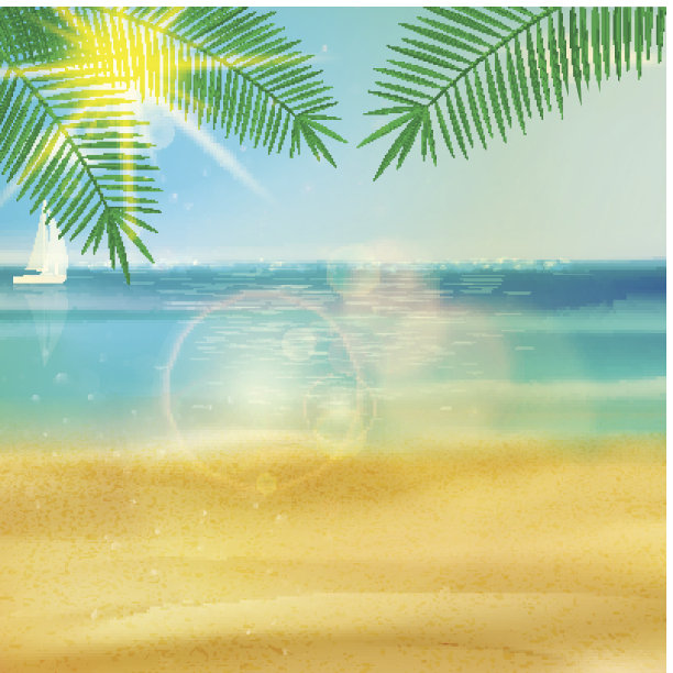 热带海滩模板。图片下载