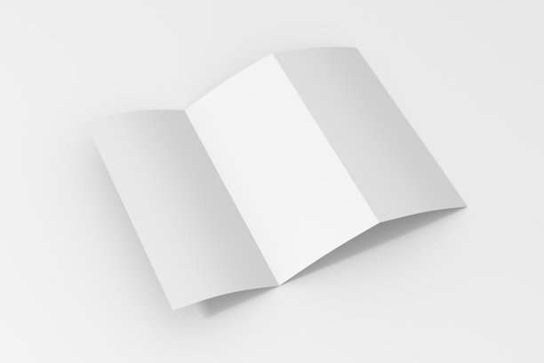 空白三折纸小册子上的白色背景图片下载