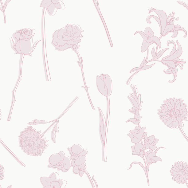 矢量无缝模式的花素材图片
