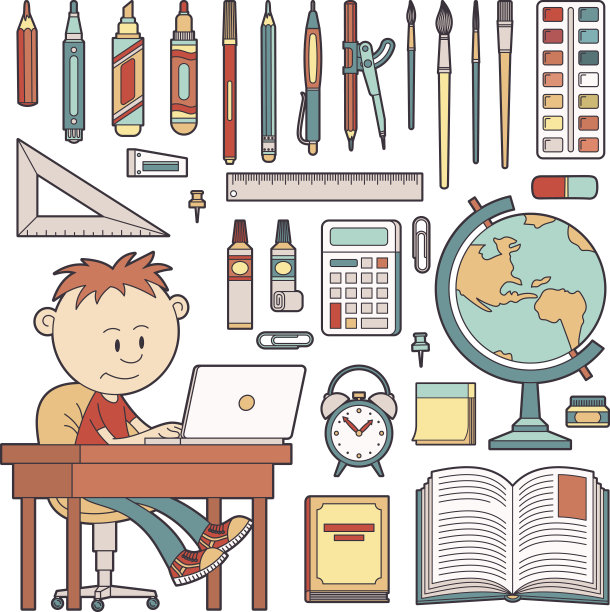 一个男生坐在桌子旁，旁边放着一台笔记本电脑图片下载