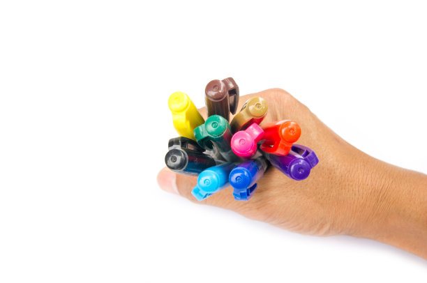 彩色笔不离手孤立图片下载