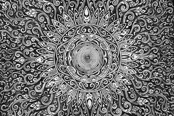 泰式装饰在寺庙的墙壁上。图片下载