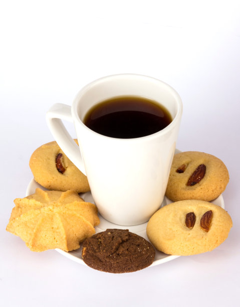 热饮、咖啡和饼干图片下载