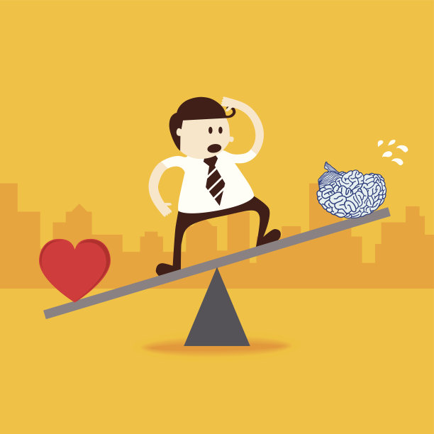 商人站在心与脑的跷跷板上图片下载