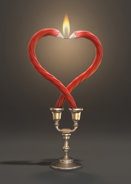 两根蜡烛形成心形图片下载