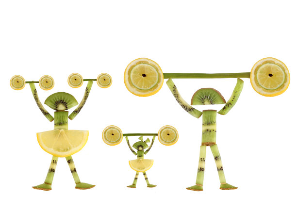健康饮食。有趣的猕猴桃片小人。图片下载