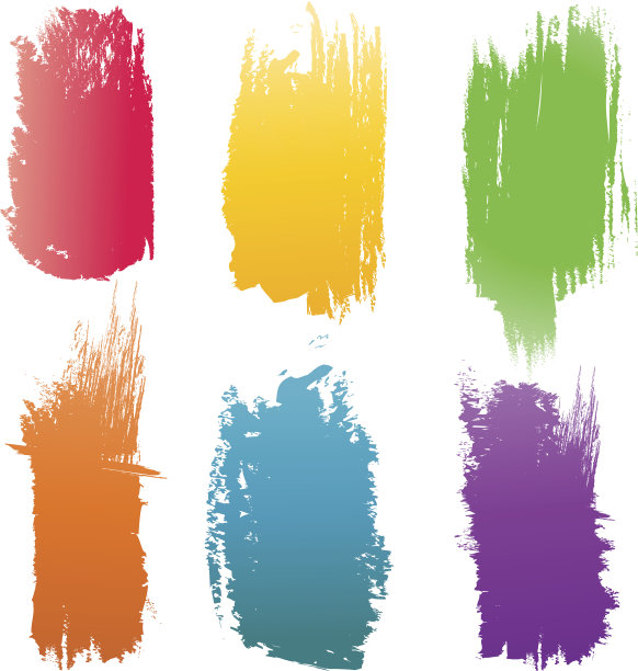 一组矢量颜色笔刷笔触图片下载