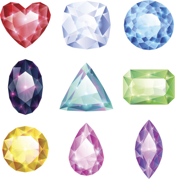 一套逼真的发光的彩色珠宝。图片下载