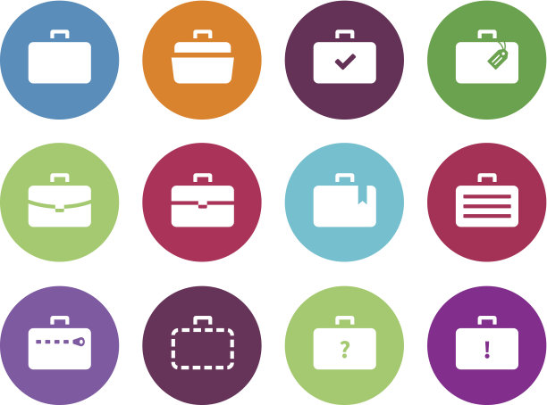 Case circle图标。旅行袋和行李。图片下载