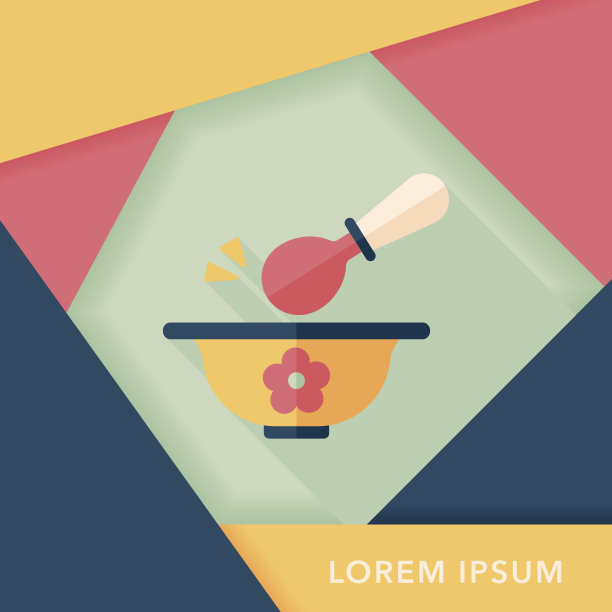 婴儿食品碗扁平图标与长阴影，eps10图片下载