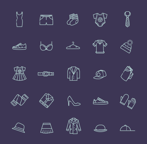 衣服图标，细线风格图片下载