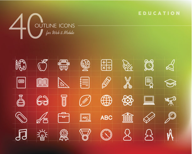 教育大纲图标集图片下载