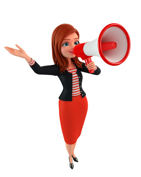 有扩音器的年轻公司女士图片下载