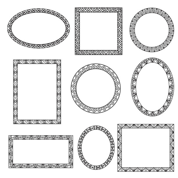 不同形状的装饰性涂鸦框图片下载