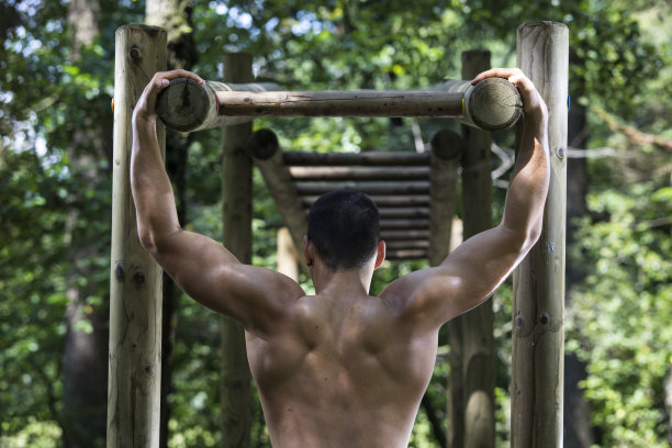 一个人在单杠上举起他的身体图片下载