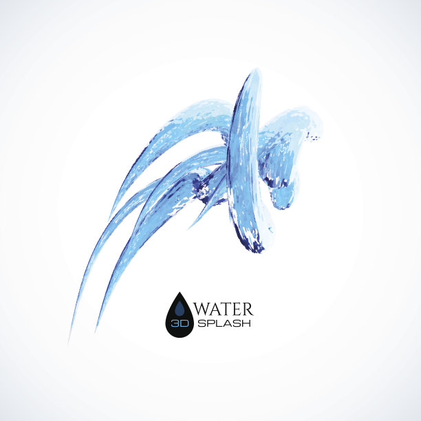 蓝色3D水花孤立在白色图片下载