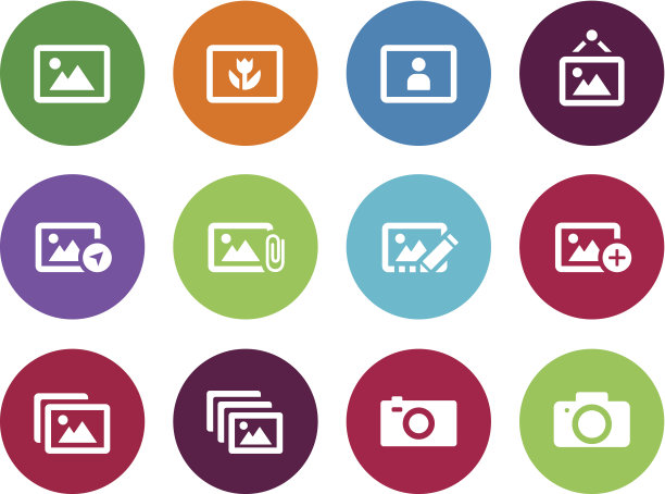 照片和相机圈图标。图片下载