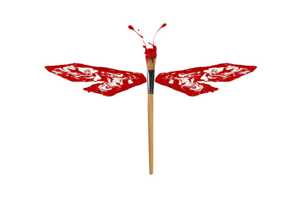 红白漆做成了蜻蜓图片下载
