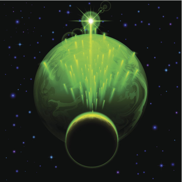 两颗行星和星雨图片下载