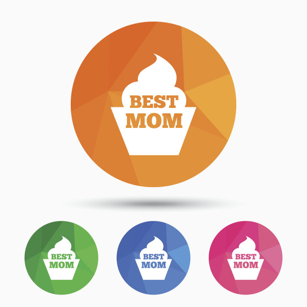 最好的妈妈标志图标。松饼食品的象征。图片下载