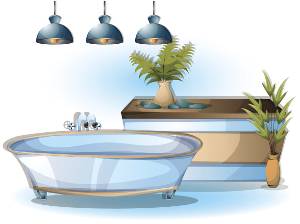卡通矢量插图室内水疗室与分离层图片下载