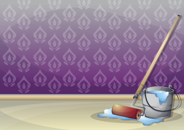 卡通矢量插图室内绘画墙壁与分离的层图片下载