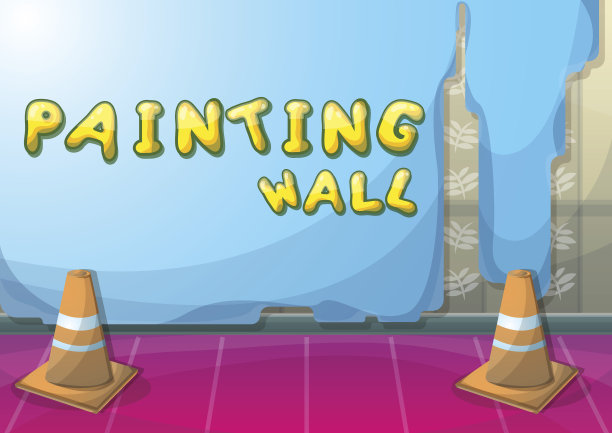 卡通矢量插图室内绘画墙壁与分离的层图片下载