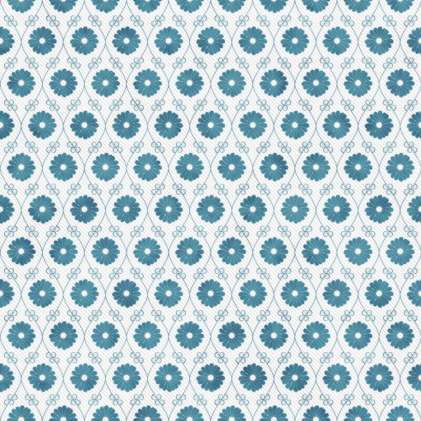 蓝绿色和白色的花重复图案背景图片下载