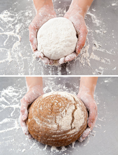 手拿面团和面包图片下载