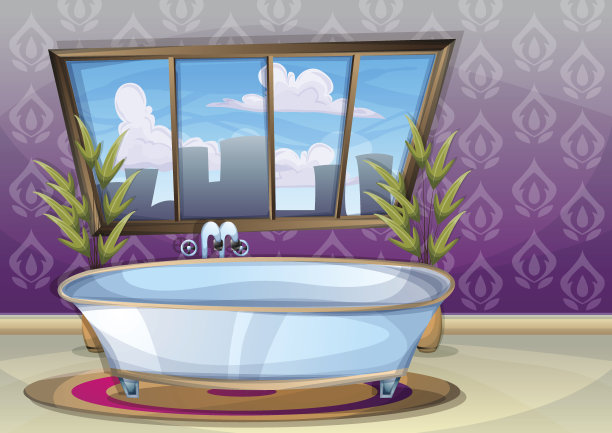 卡通矢量插图室内水疗室与分离层图片下载