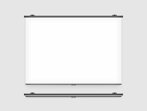墙上的空白投影仪屏幕模型图片下载