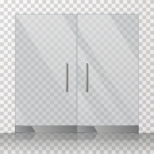 商场、商店玻璃门矢量插画素材图片