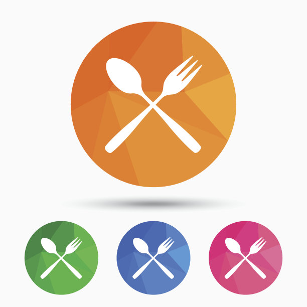 吃符号图标。甜点叉和茶匙。图片下载