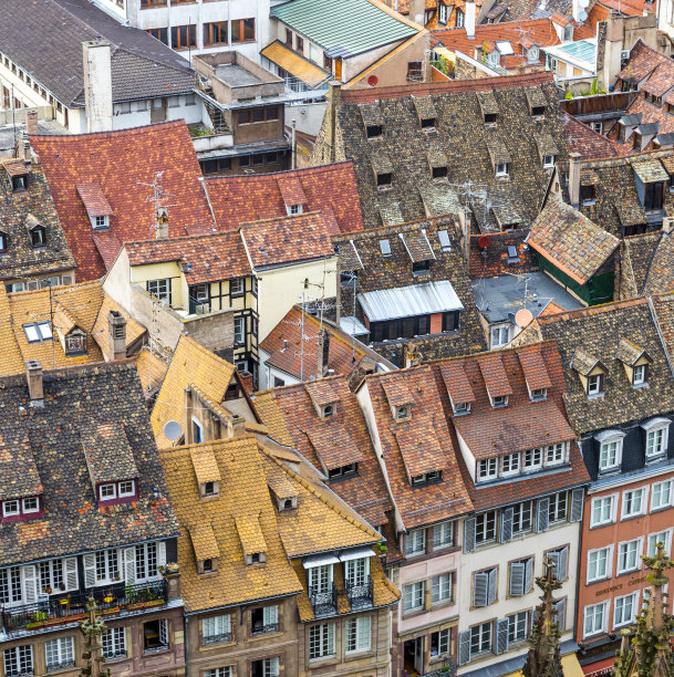 斯特拉斯堡到旧城的鸟瞰图图片下载