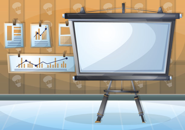 卡通矢量插图内部办公室房间与分隔层图片下载