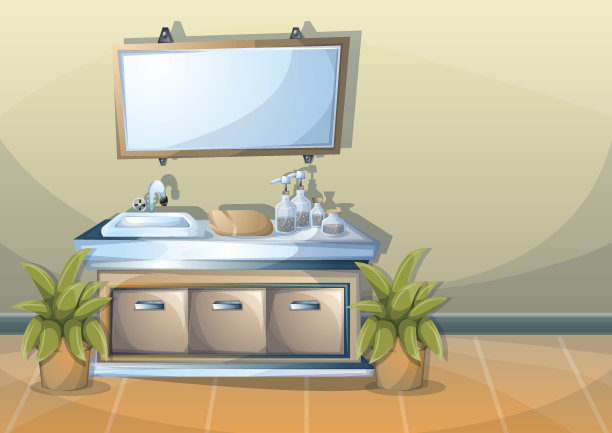 卡通矢量插图室内浴室图片下载