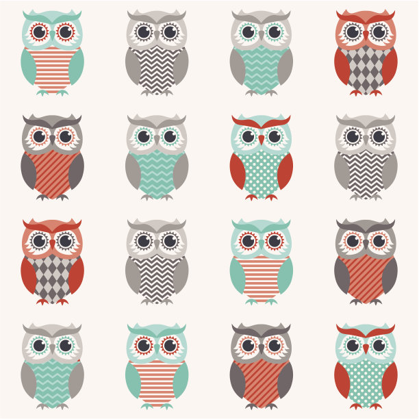无缝猫头鹰卡通图案图片下载