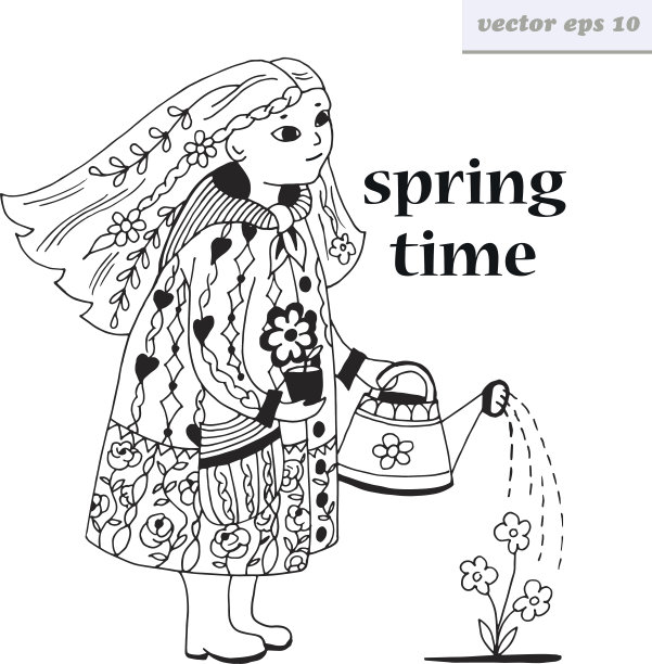 拿喷壶的女孩图片下载