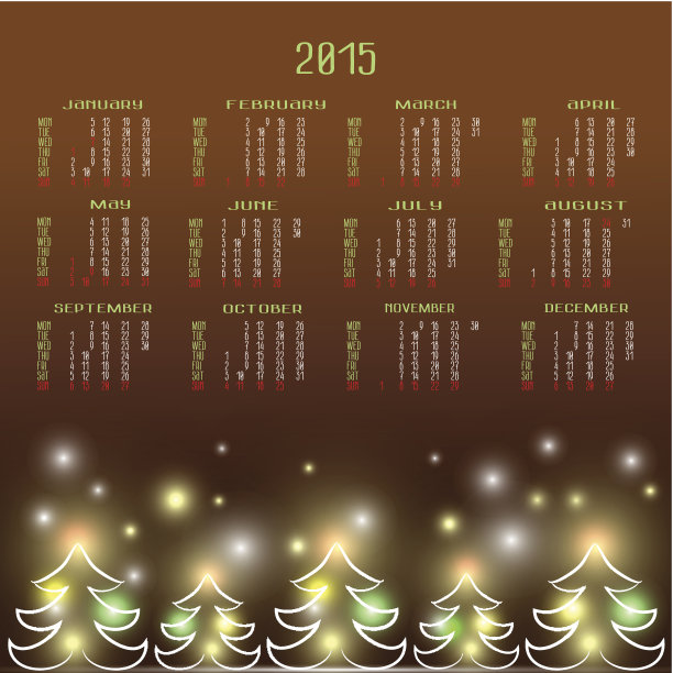 2015年矢量日历。新年快乐图片下载