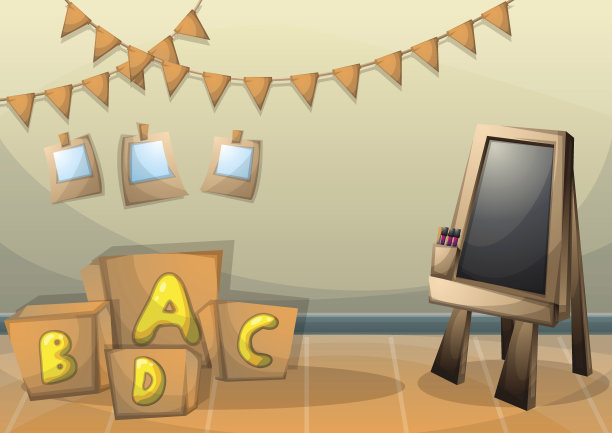 卡通矢量插图室内儿童房与分层图片下载