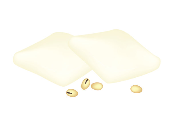 白色背景下的豆腐和大豆图片下载