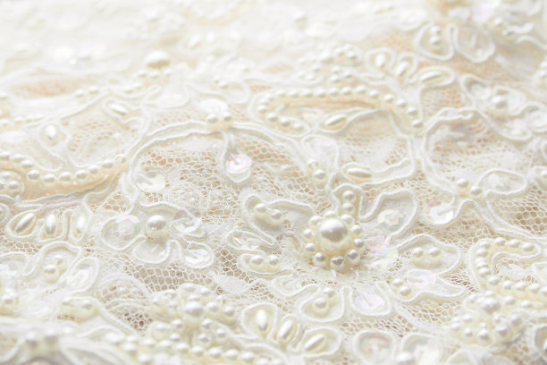 软焦点细节婚纱蕾丝刺绣珍珠亮片图片下载