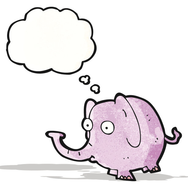 卡通大象与思想泡泡图片下载