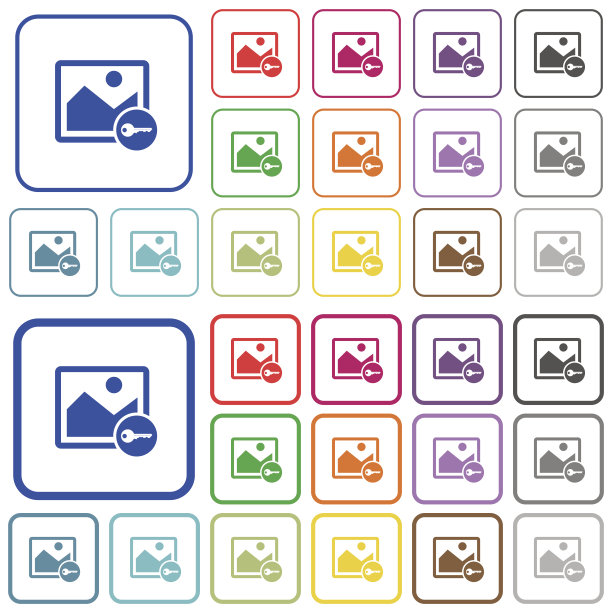 加密图像概述的平面颜色图标图片下载