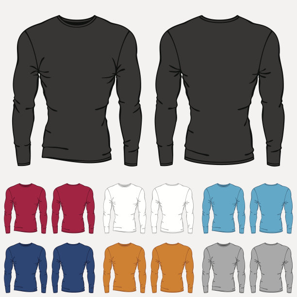 一套彩色长袖衬衫模板的男人图片下载