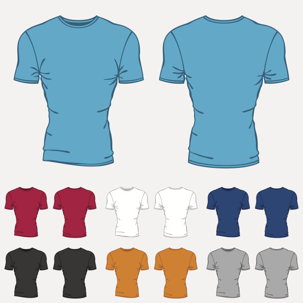 一套彩色t恤模板的男人图片下载