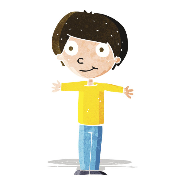 卡通快乐的男孩张开双臂图片下载